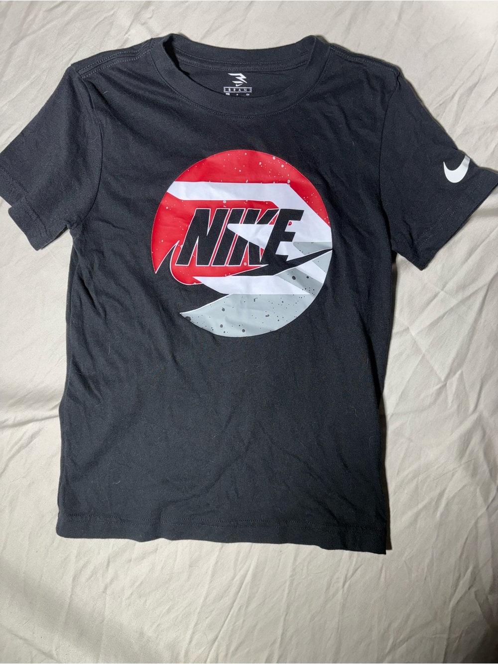 Nike Kids Black Short-Sleeve Tee with Red & White Circular Logo